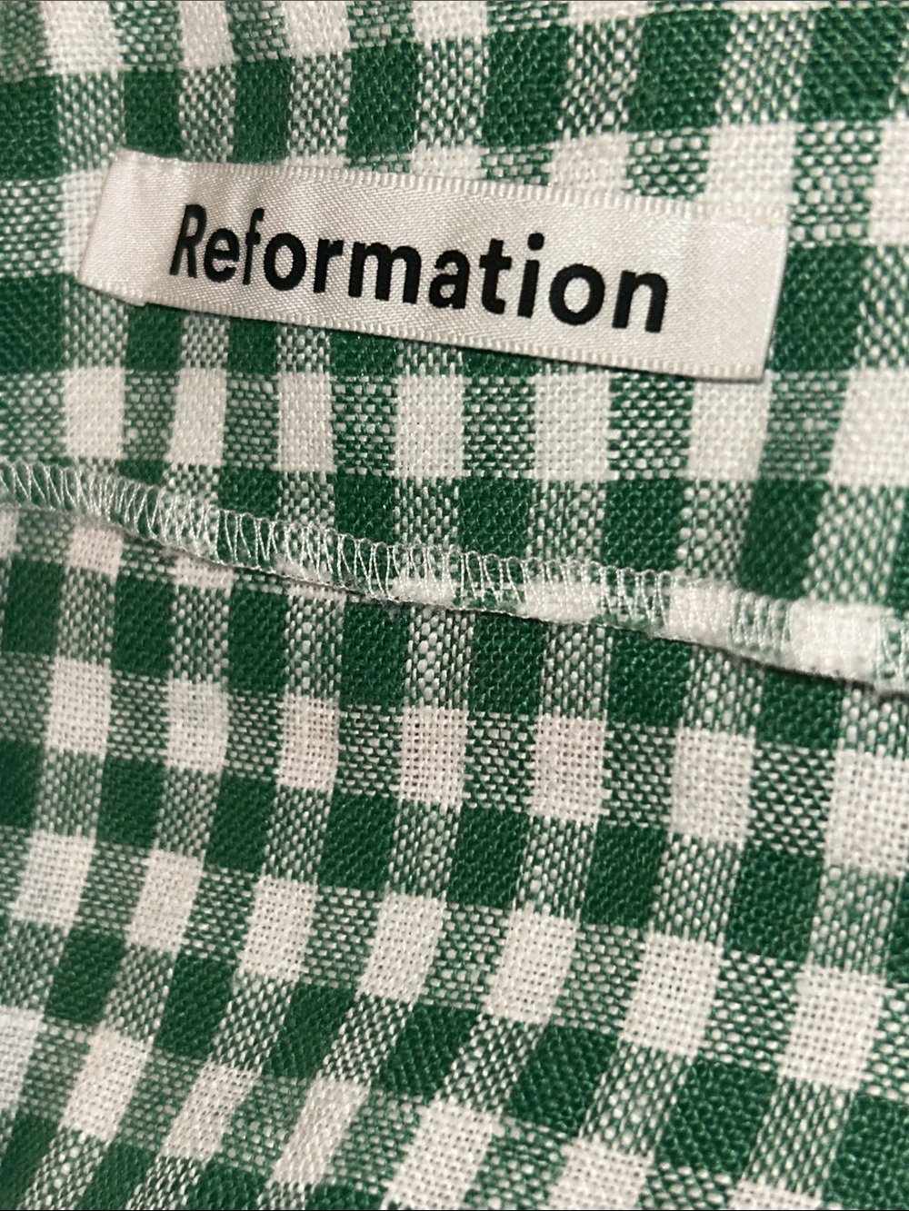Reformation Green and White Gingham Straight-Leg Pants - Picture 8 of 9